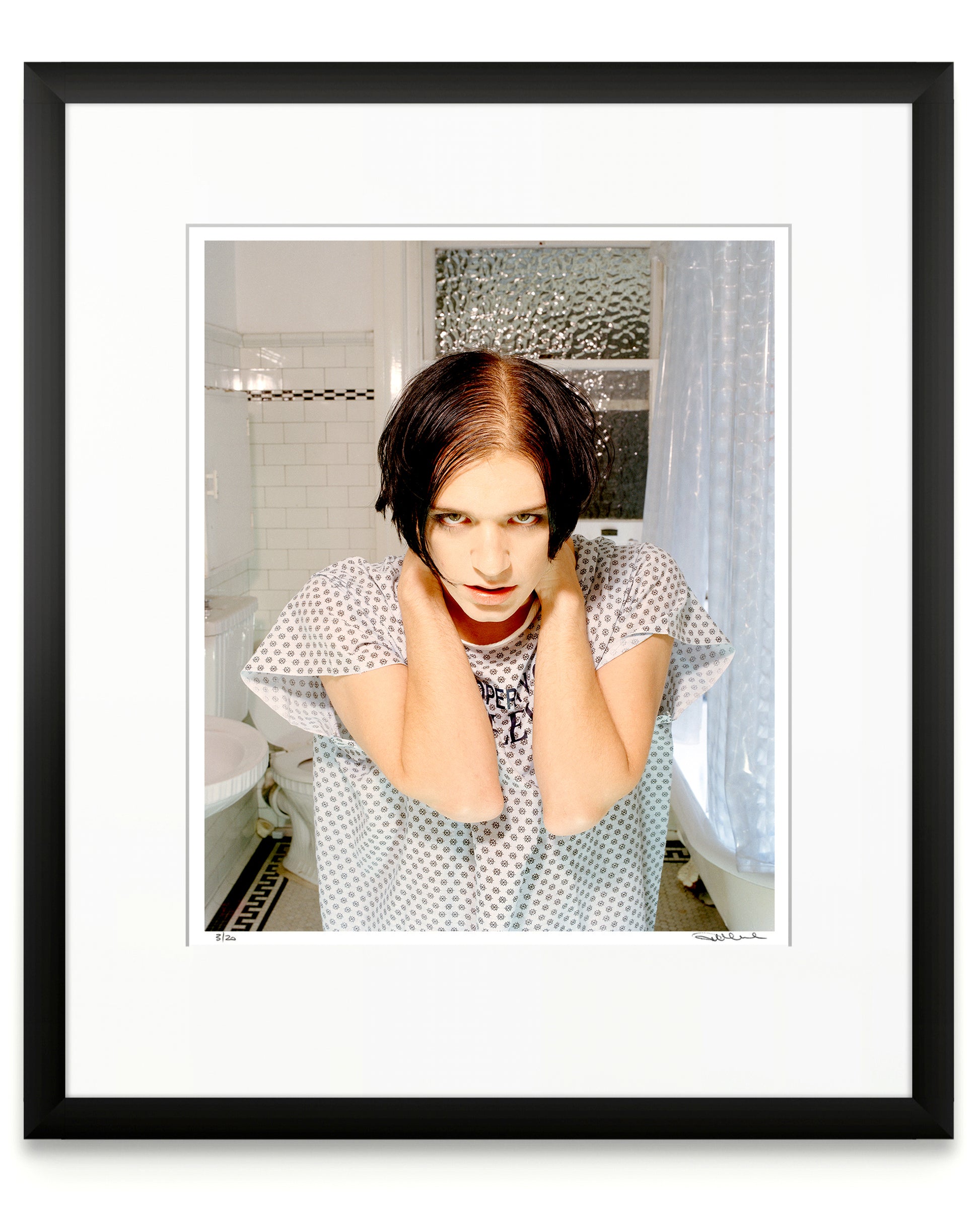 Framed photographic portrait of Brian Molko by Robin Sellick, part of the Collector Edition series – a bold, intimate portrait presented in a black frame with white mat.
