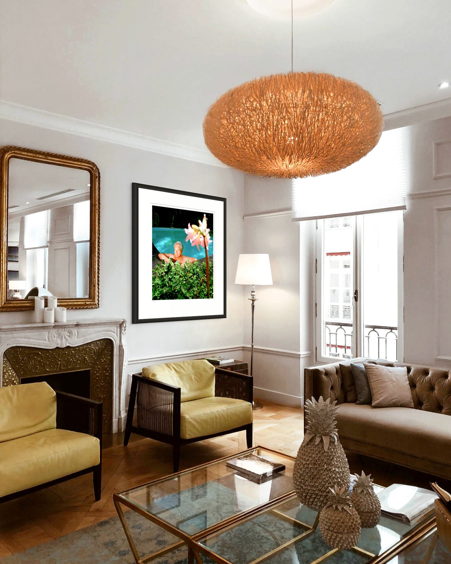 Collector Edition framed portrait of Don Dunstan by Robin Sellick, displayed in a warm classic living room with natural light and elegant detailing.