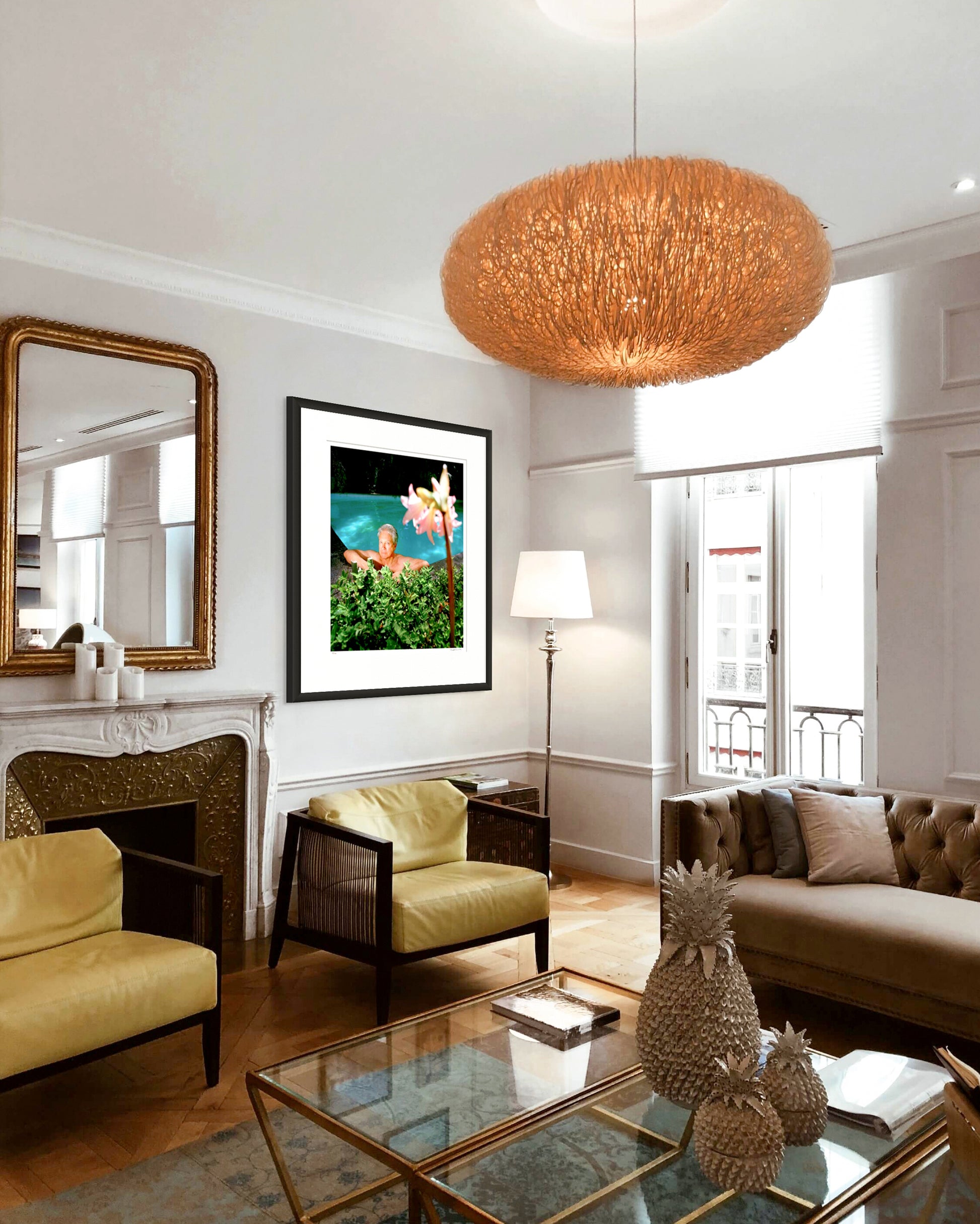 Collector Edition framed portrait of Don Dunstan by Robin Sellick, displayed in a warm classic living room with natural light and elegant detailing.