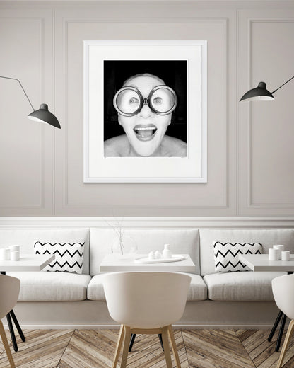 Collector Edition framed photographic portrait of Jeannie Little by Robin Sellick, displayed in a refined dining setting with soft tones and contemporary design.